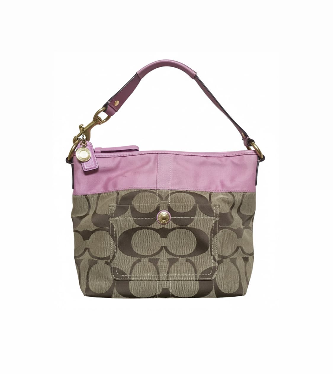 Coach 코치 시그니처 y2k 미디움 숄더백 그레이 핑크 상품이미지1