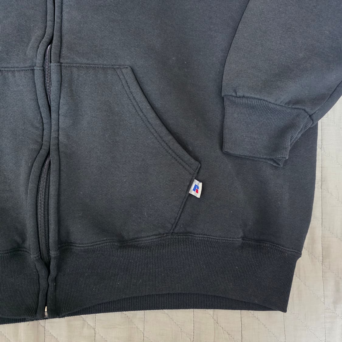 [XL] 90s 빈티지 러셀 애슬레틱 후드집업 블랙 ver. 페이드 핀홀 상품이미지2