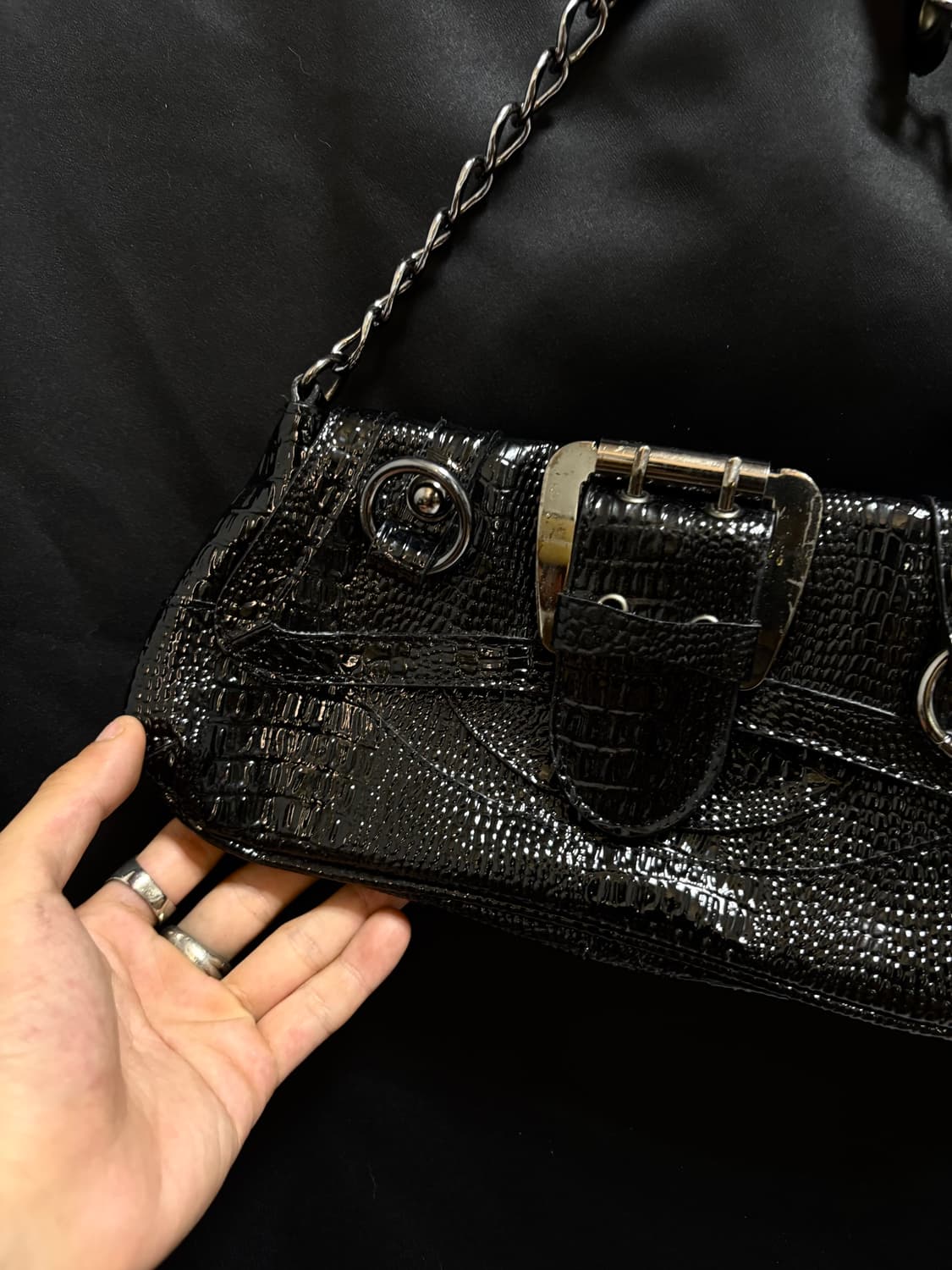 “Unknown” Y2K Design Buckle Black Bag 상품이미지6