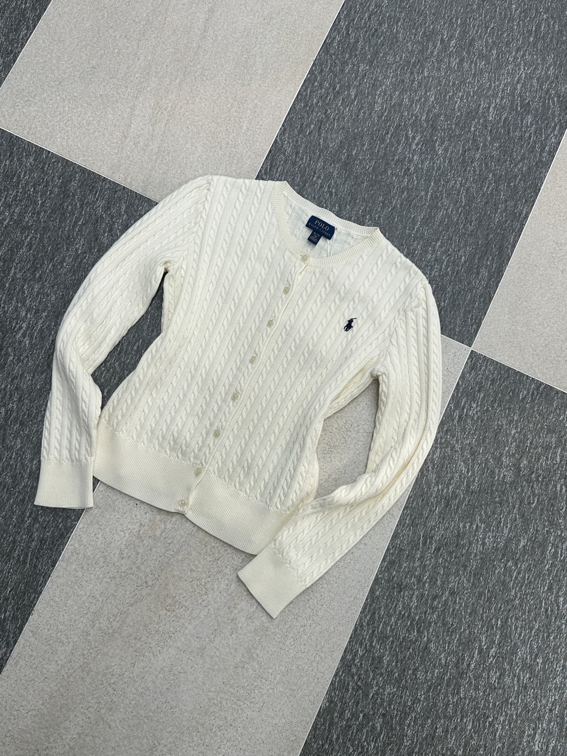 폴로 랄프로렌 아이보리 네이비포니 케이블 니트 가디건 상품이미지6
