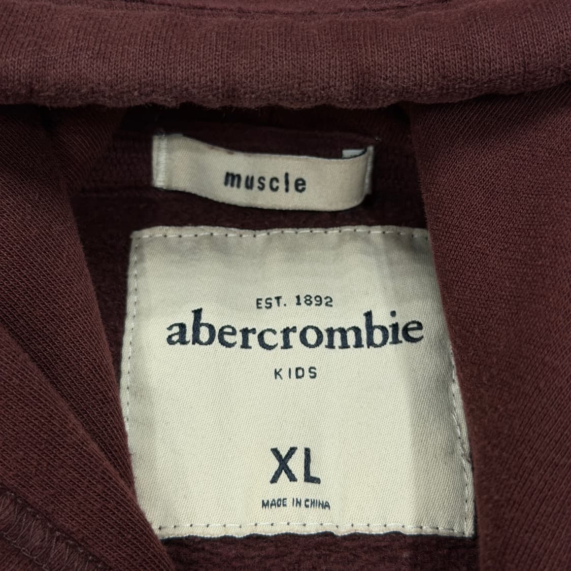 아베크롬비 Y2K 스펠로고 기모 후드티 마룬 버건디 레드 XL 상품이미지5