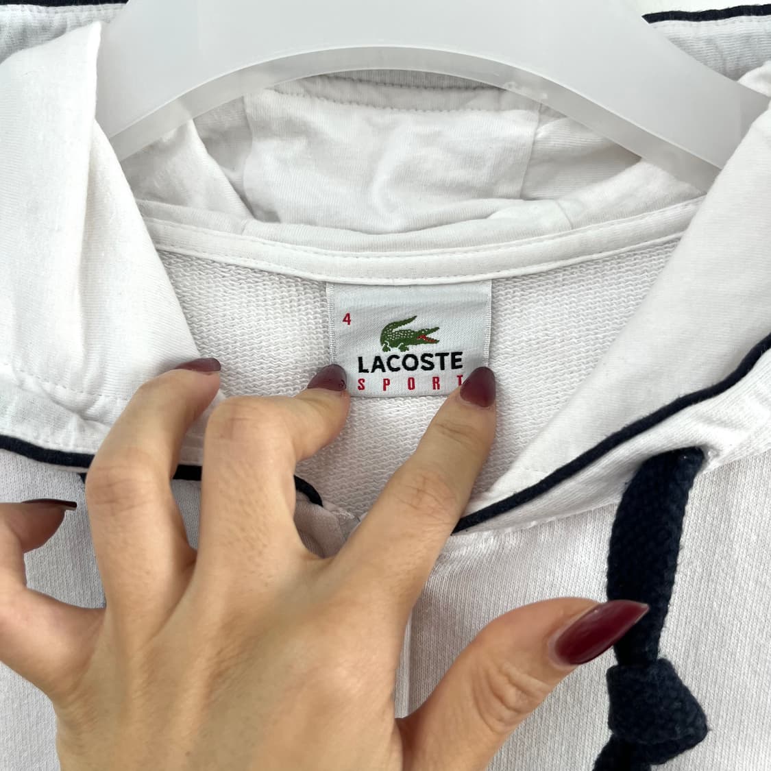 라코스테 자수로고 화이트 베이직 후드집업 상품이미지6