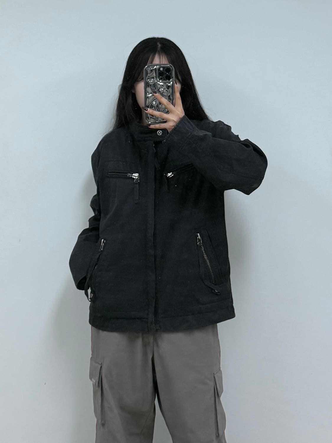 빈티지 바이커자켓 블랙 E15 상품이미지1