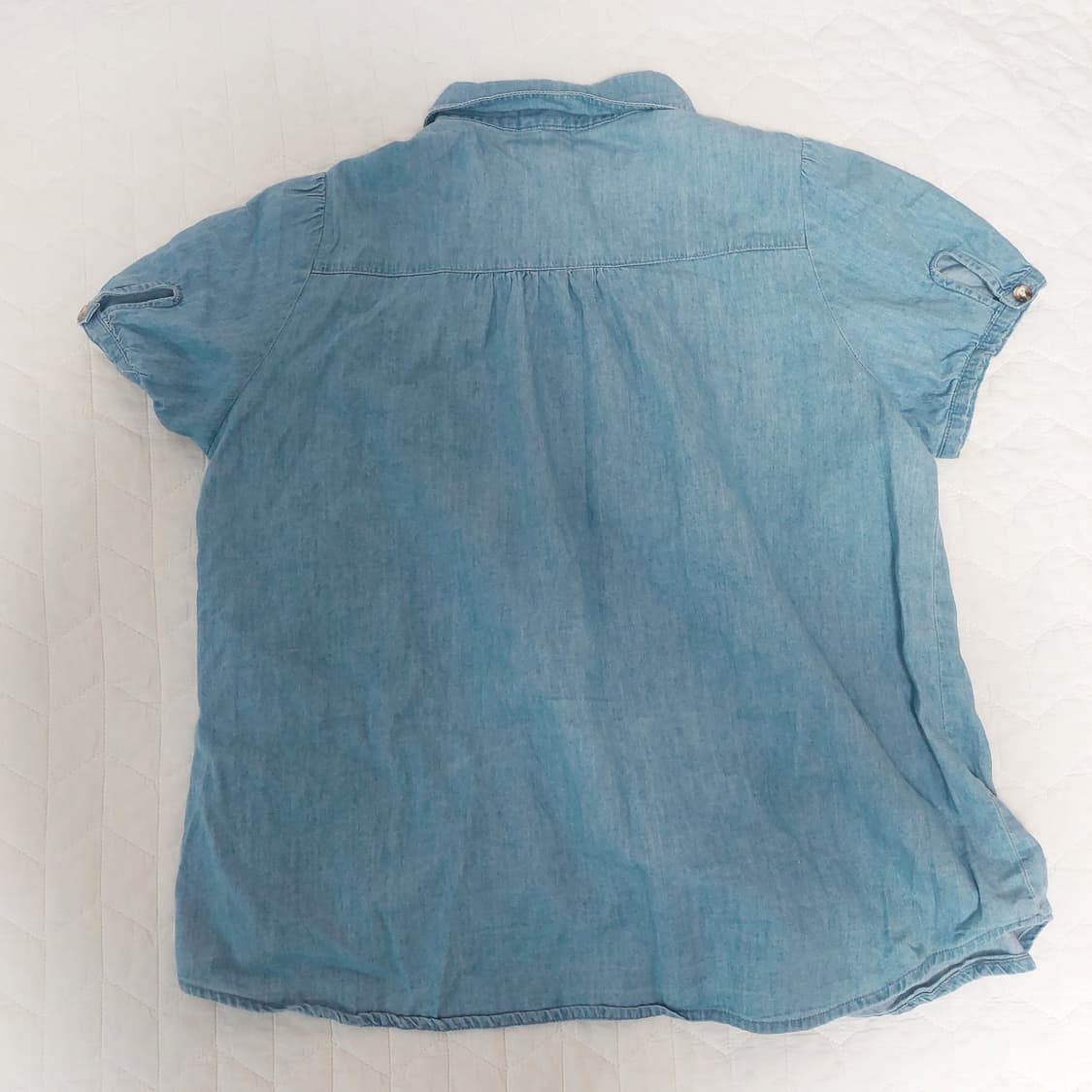 모리걸 데님 프릴 주름 반팔 셔츠 상품이미지3