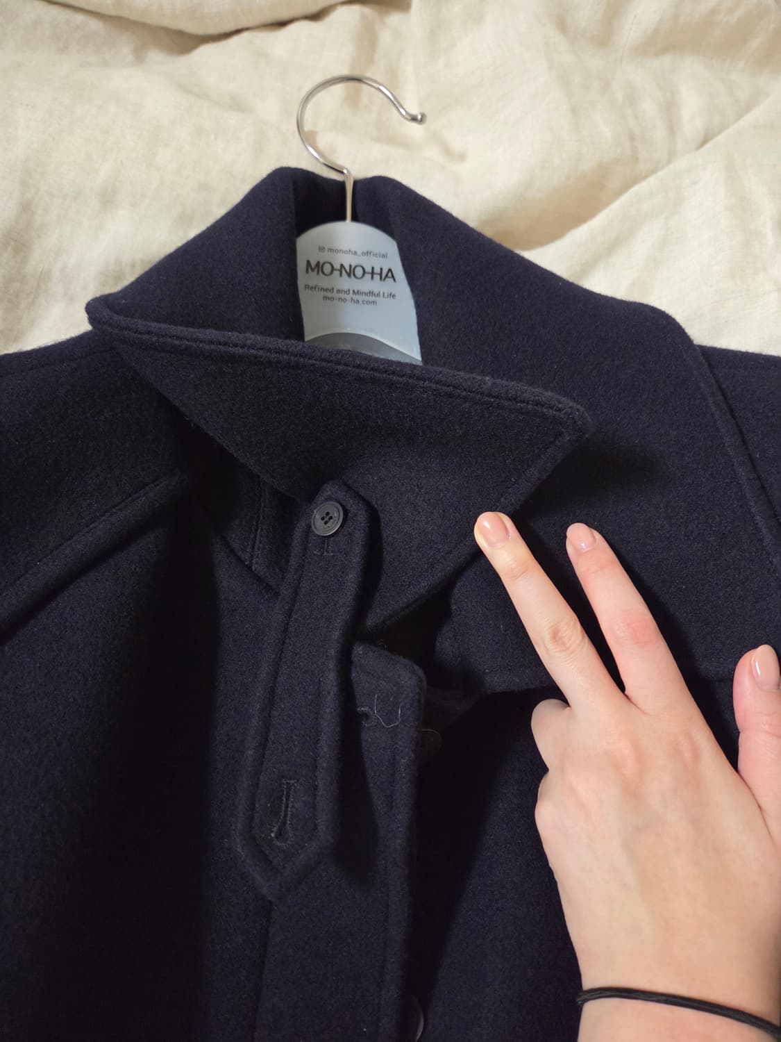 르917 래글런 슬리브 하프 코트 네이비 34 상품이미지4