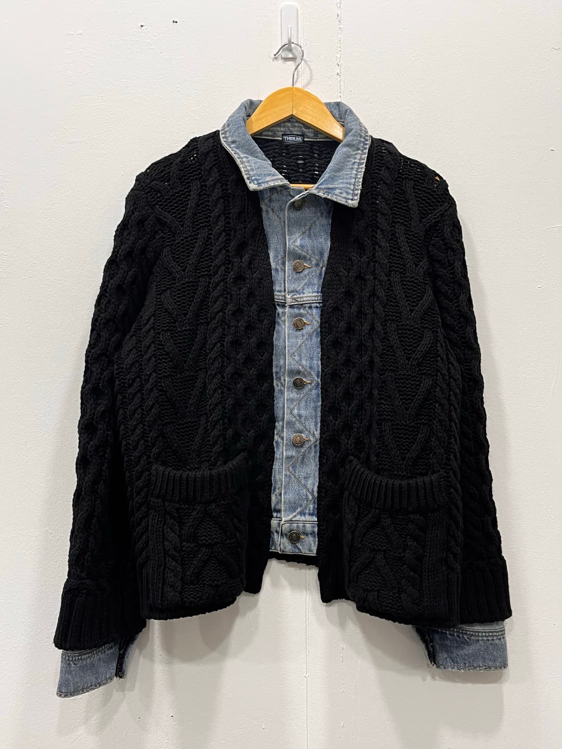 더일마 블랙 꽈배기 니트 데님 자켓 여성 F 상품이미지3