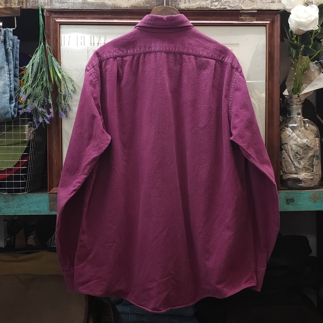 90s 엘엘빈 워크셔츠 헤비코튼 투포켓 샤모아 셔츠 퍼플 라이트 L 상품이미지3