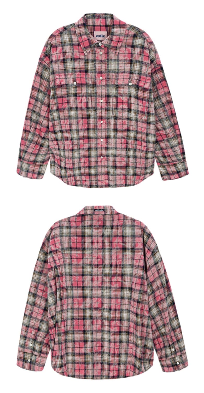에즈이프캘리 핑크 체크 셔츠 (닝닝 착용) 상품이미지2