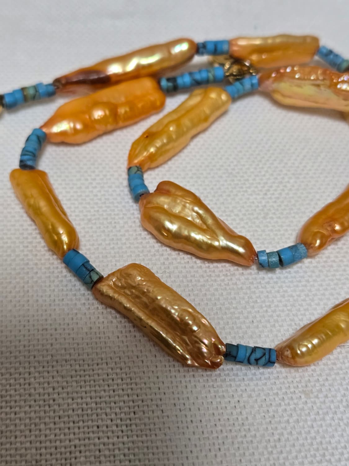 미국 빈티지 피치 바로크 진주 목걸이 & 팔찌 세트 상품이미지8