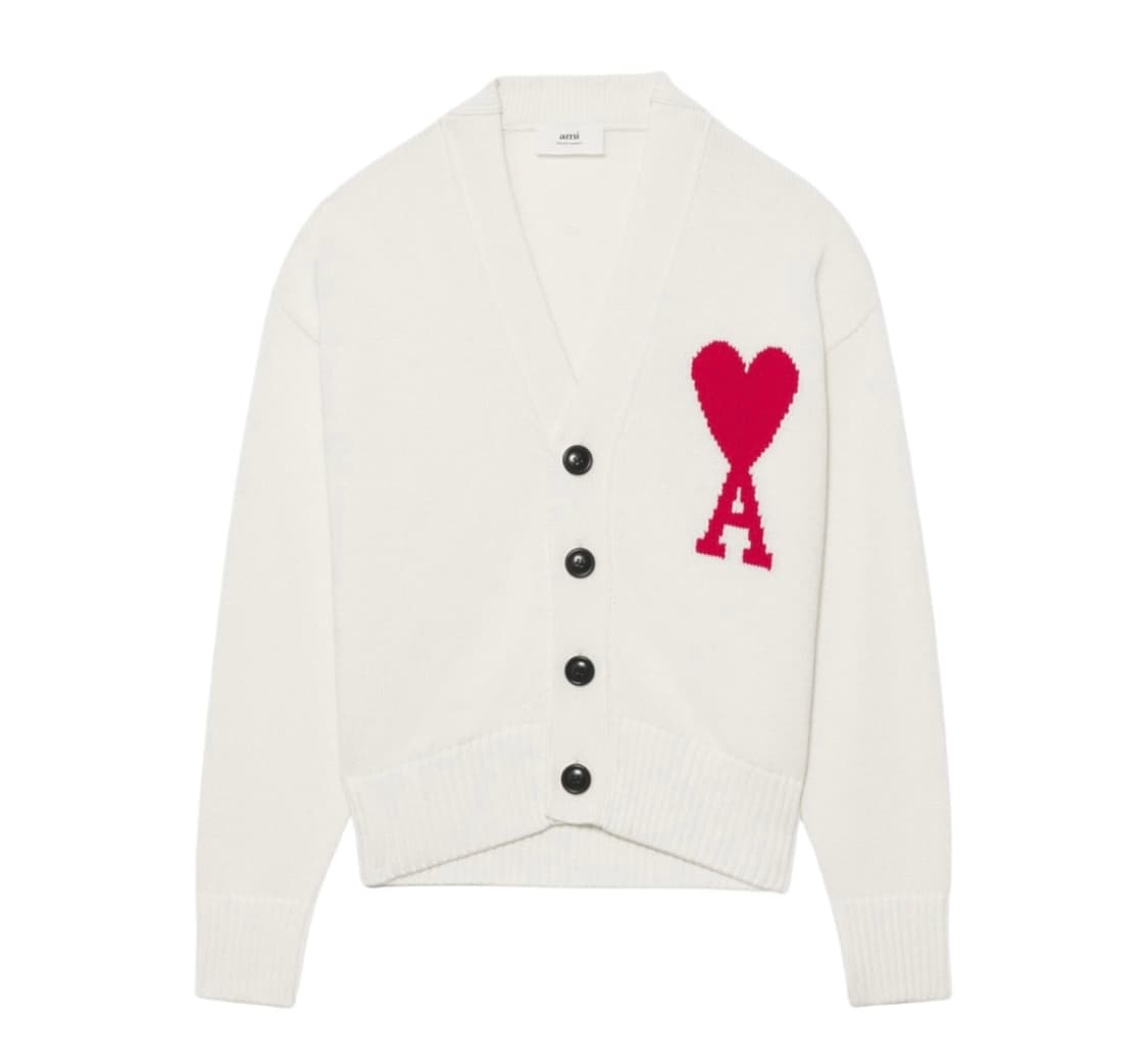 [정품] 아미 파리스 빅하트로고 가디건 화이트 상품이미지1