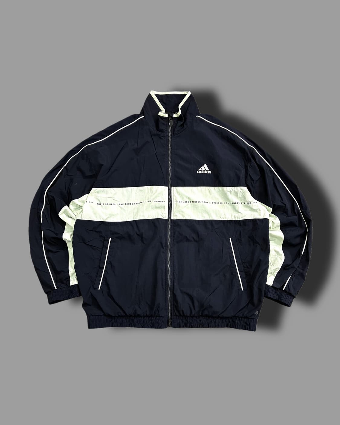 아디다스 네이비 배색 우븐 바람막이 L 상품이미지4