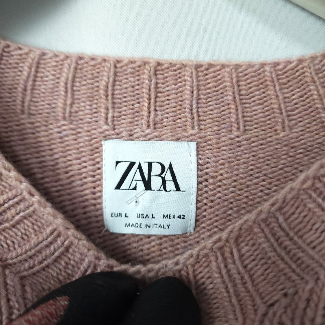 77[124] 자라 오버핏 브이넥 니트 핑크  상품이미지3