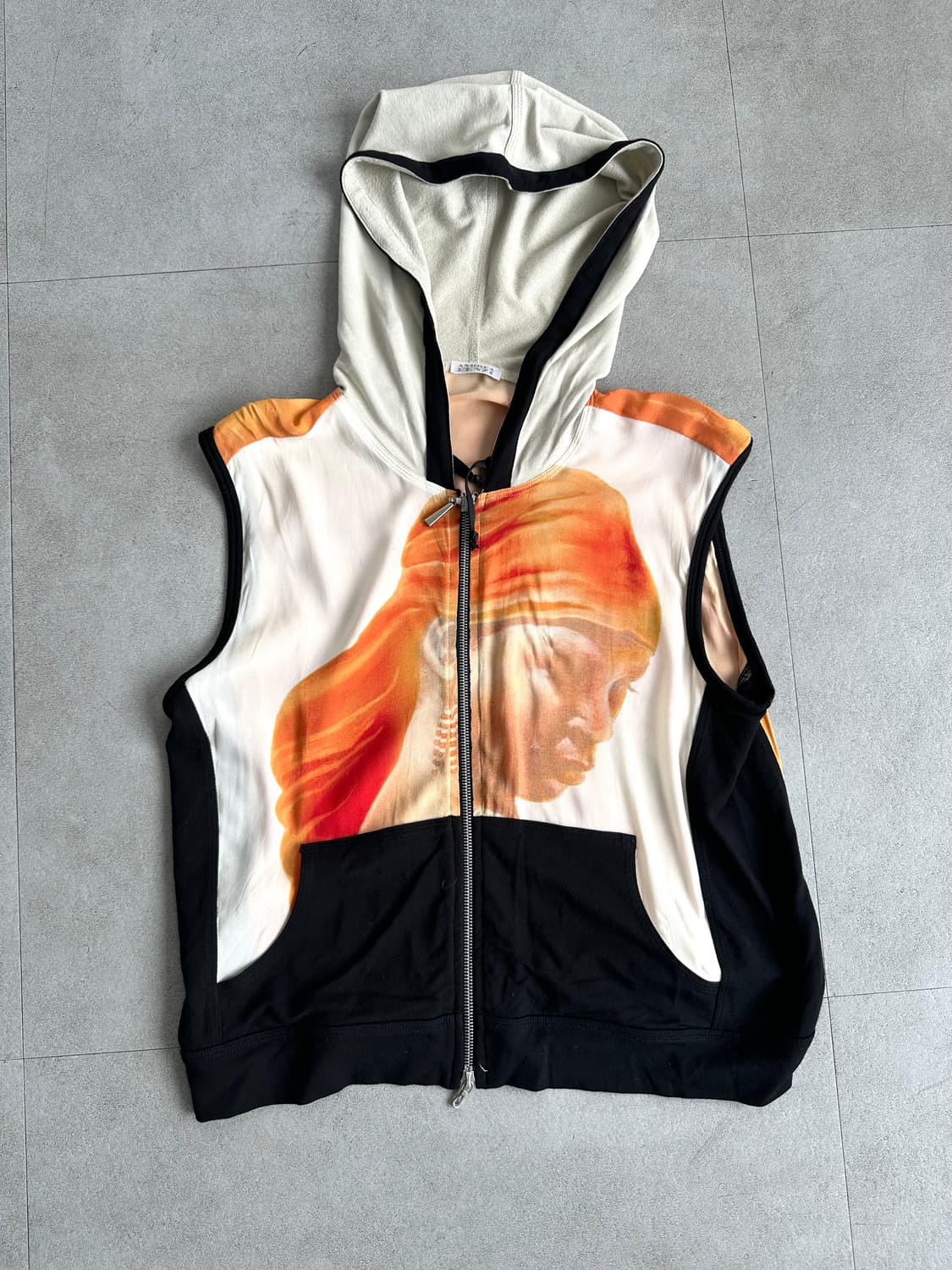 Andrea Fenzi 2000s 실크 프린트 후드 베스트 상품이미지1