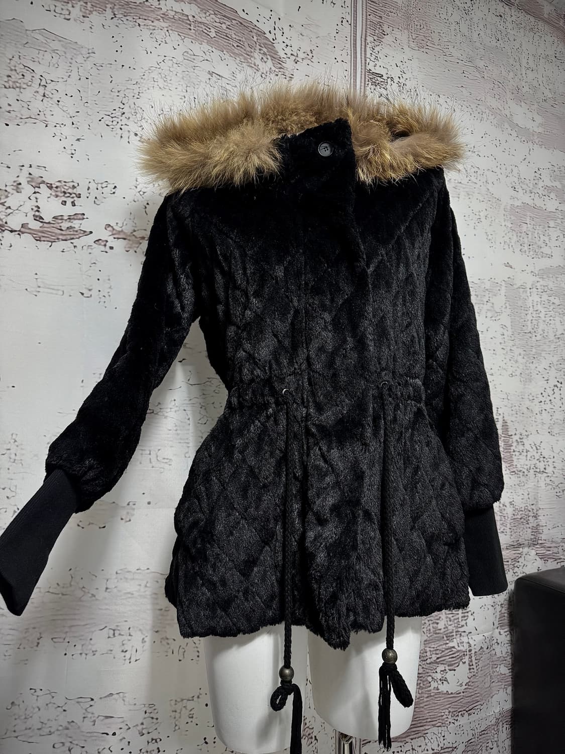 Quilted Fur-Trim Hooded Jacket 상품이미지1