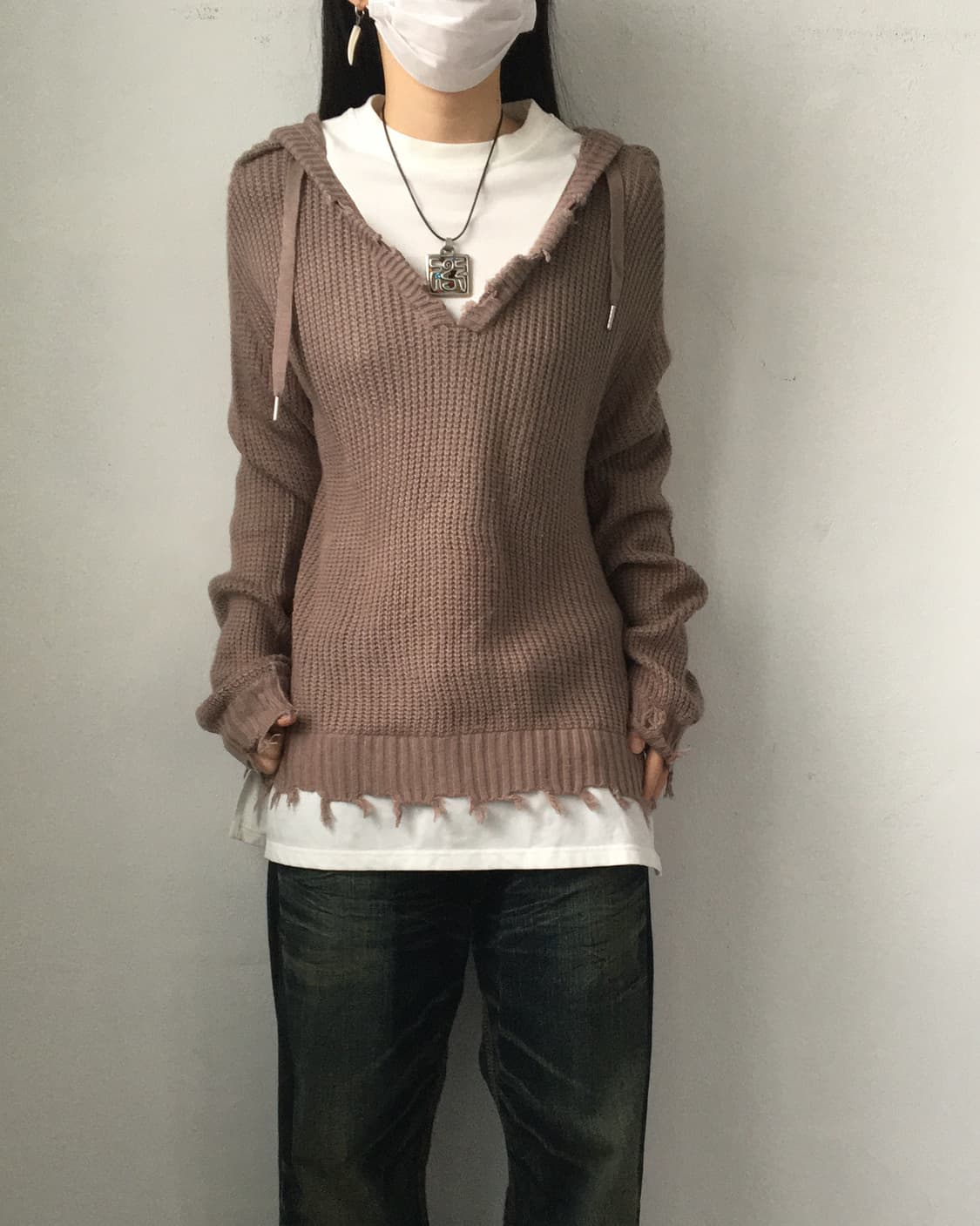 damage hood layer knit 상품이미지5