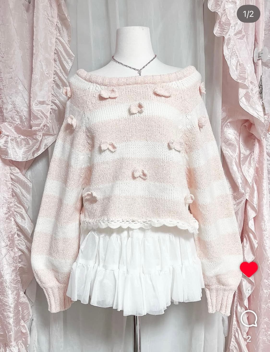 리즈리사 히메갸루 니트 (복숭아핑크) 희귀매물 팝니당 ..!  상품이미지1