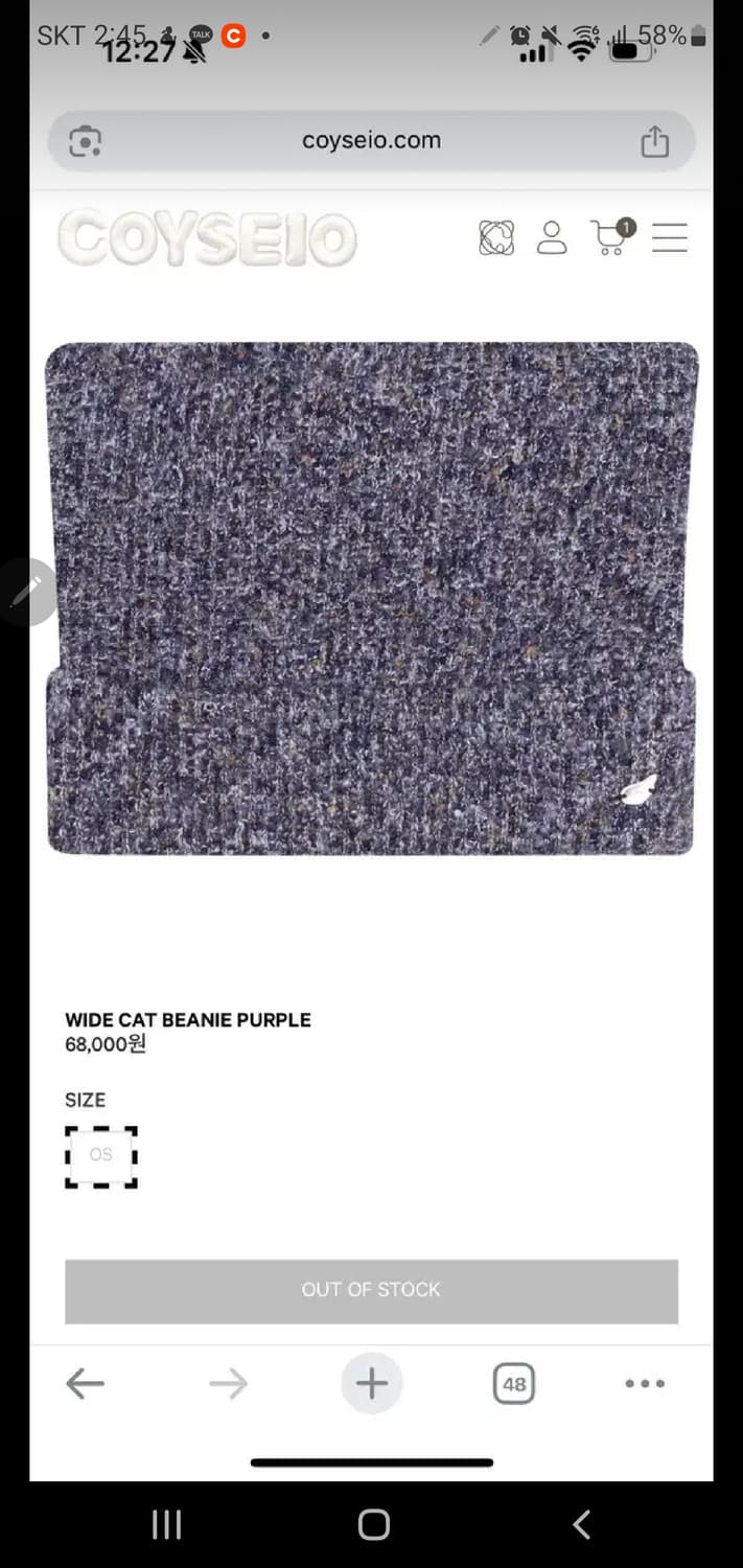 [미개봉] 코이세이오 캣 비니 상품이미지1