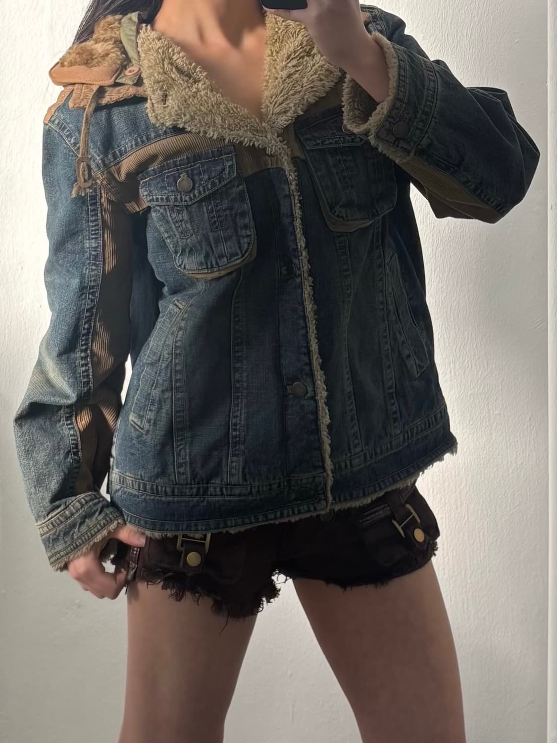 Vintage Denim Sherpa Hood Jacket 상품이미지5