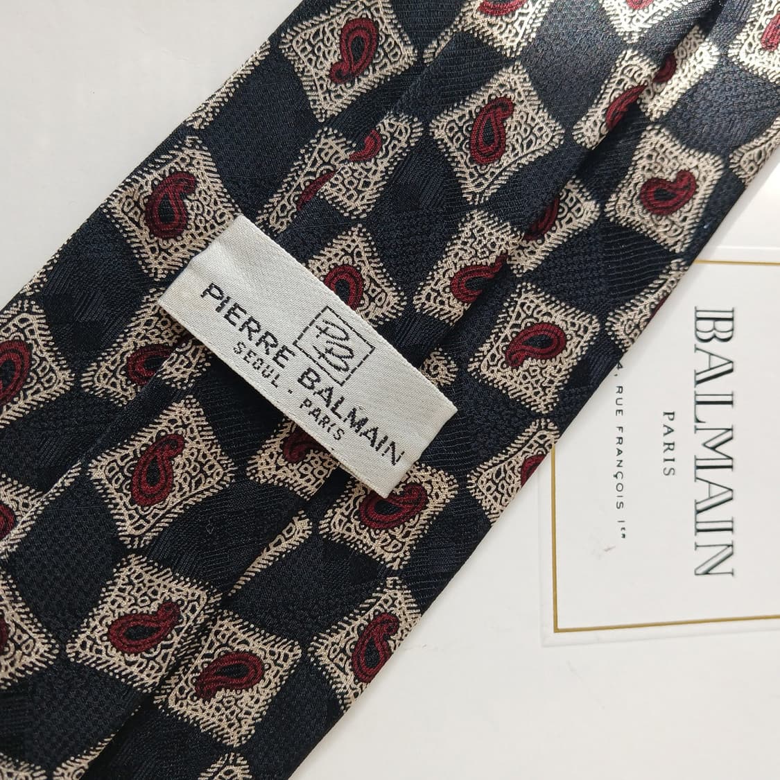 피에르 발망 실크 페이즐리 패턴 넥타이 9.5cm A등급 A19704 상품이미지7