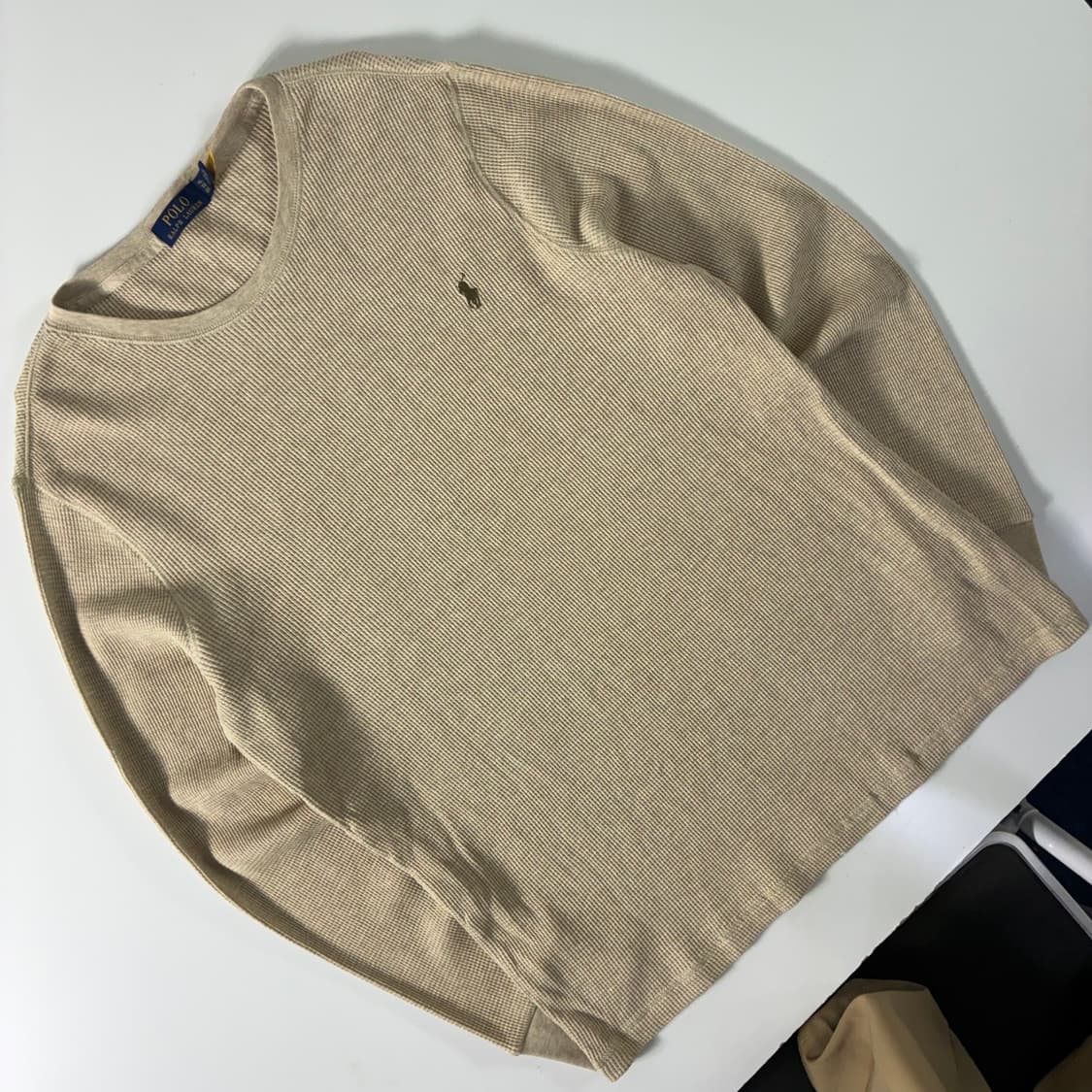 Polo 폴로 랄프로렌 현행QR 베이지 와플 니트 슬리브 상품이미지2