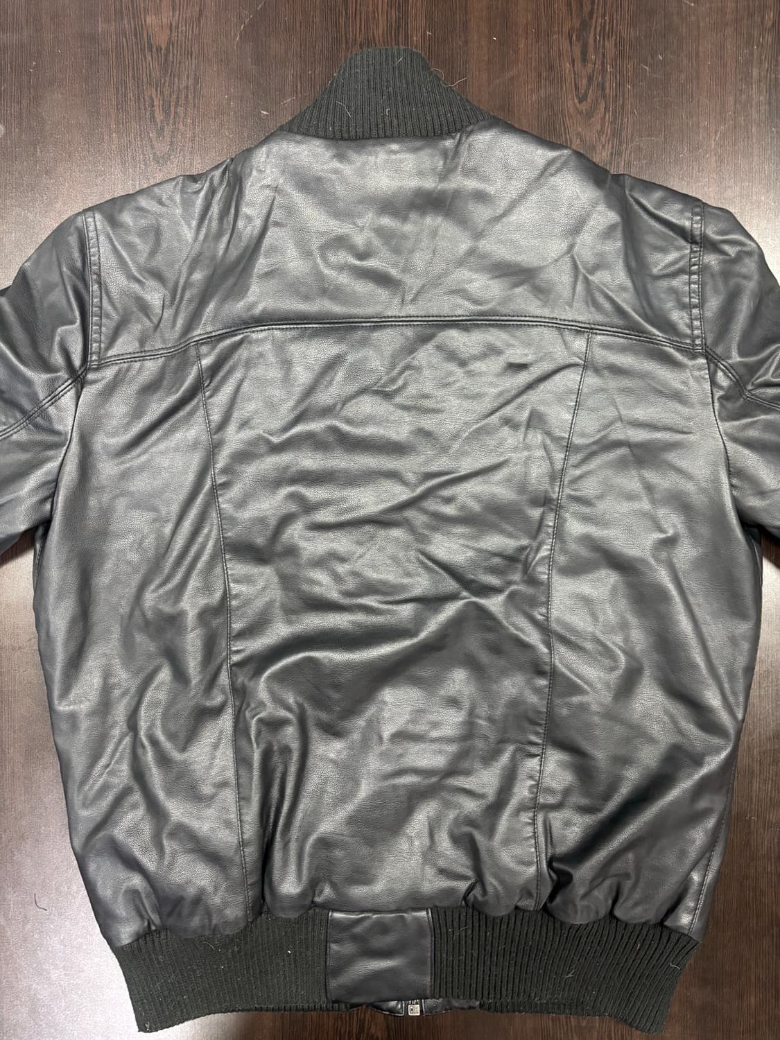 블랙 가죽 봄버 자켓 상품이미지7