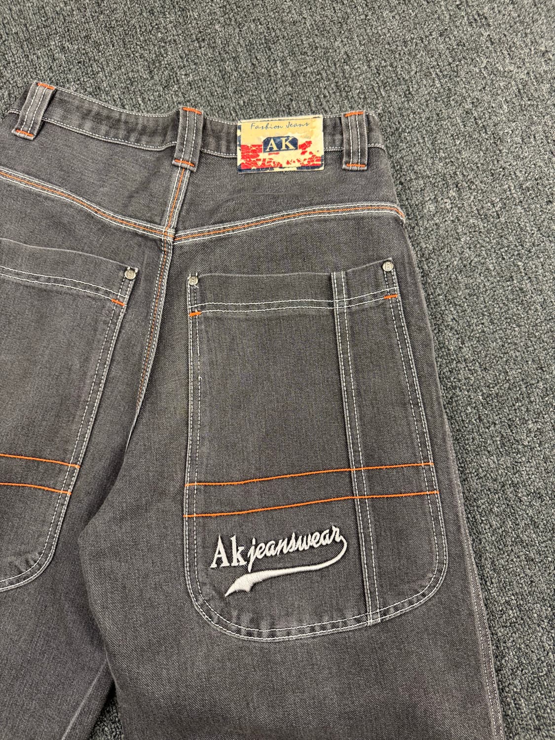 M) AK.JEANS 빈티지 올드스쿨 포켓자수 흑청 힙합팬츠 상품이미지6