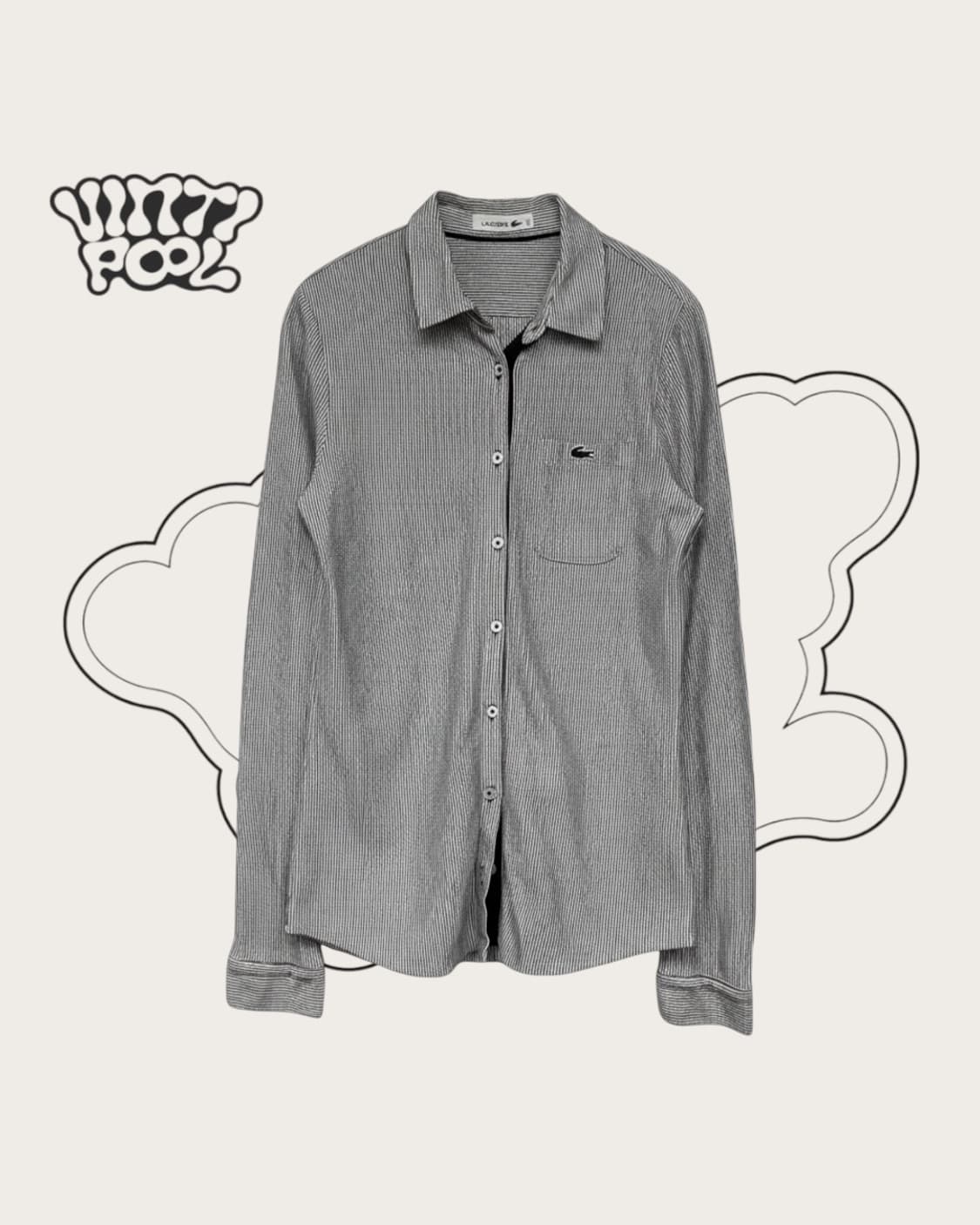 라코스테 스트라이프 셔츠 카라티 34 블랙 신축성O 상품이미지1