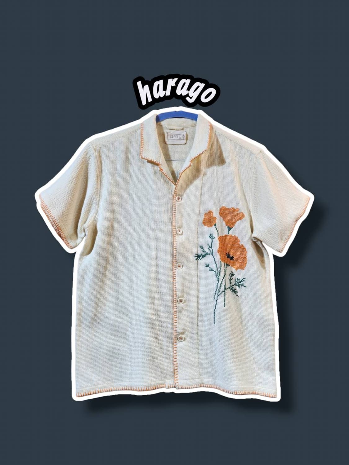 M/ harago 하라고 자수 반팔 셔츠 /0608 상품이미지1