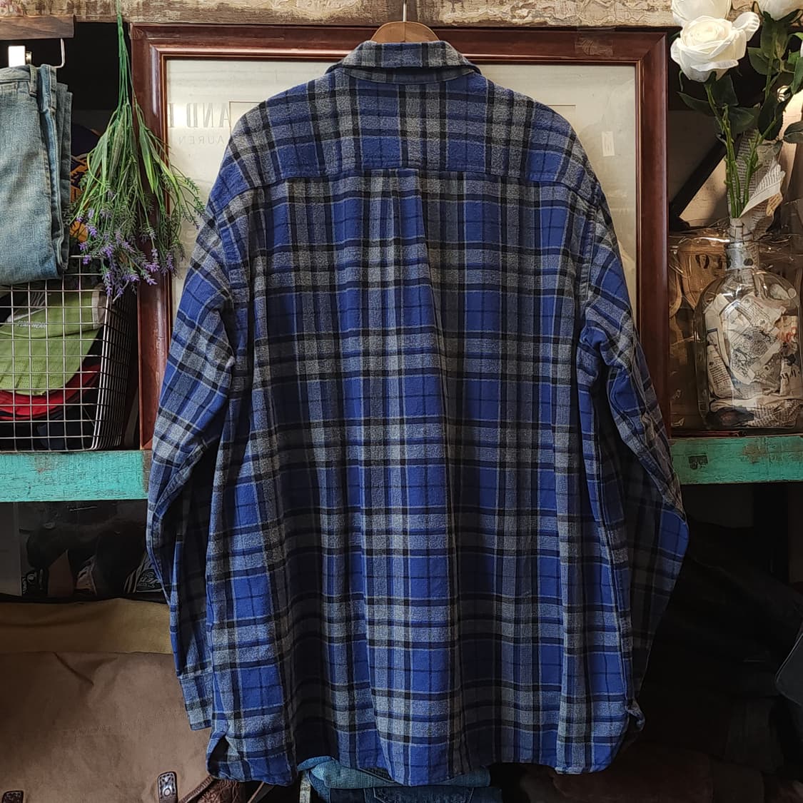 90s 엘엘빈 샤모아 체크셔츠 플란넬 셔츠 헤비코튼 워크셔츠 xxl 상품이미지3