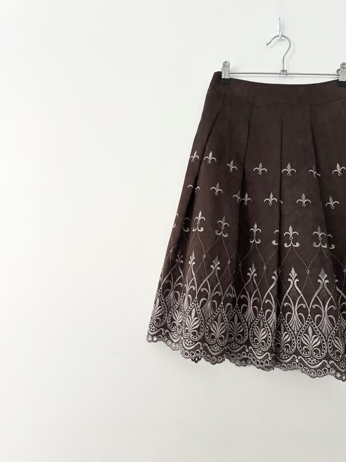 NABIA pattern suede skirt / deep brown 상품이미지3