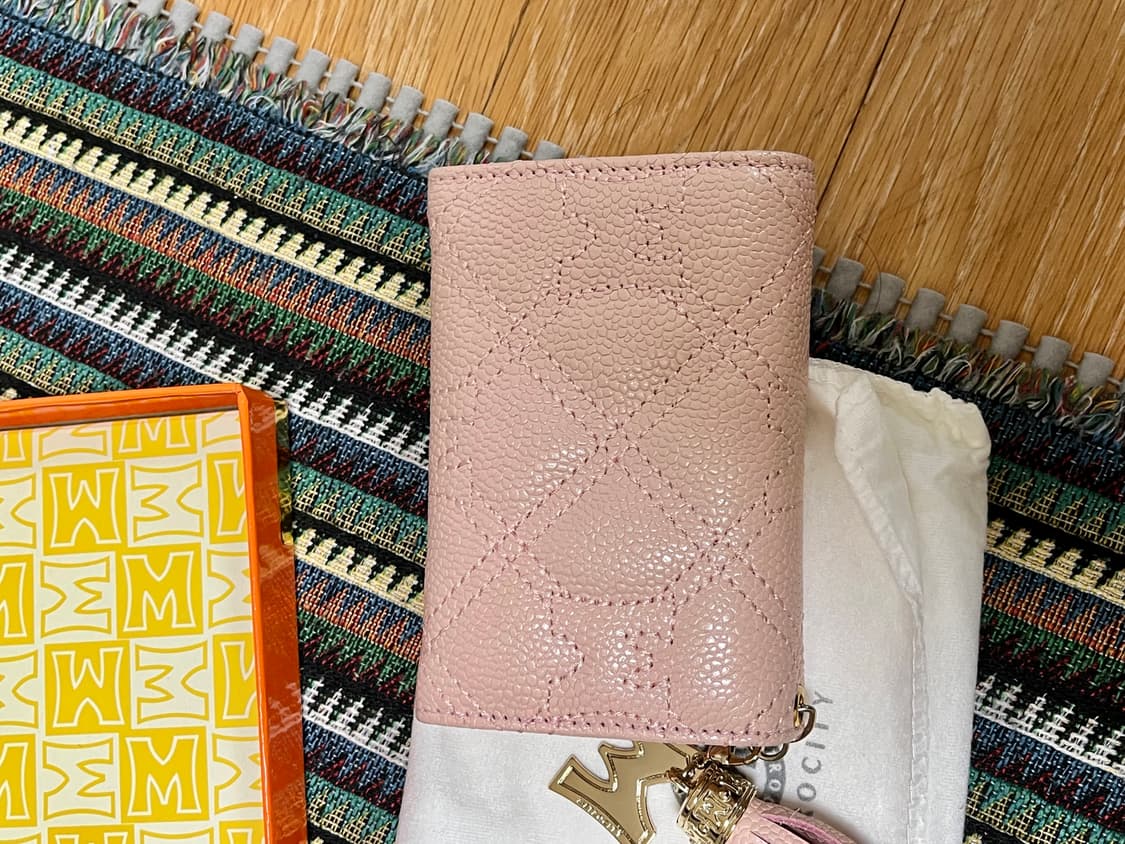 소가죽 메트로시티 퀼팅 카드 지갑 파스텔 핑크 상품이미지6