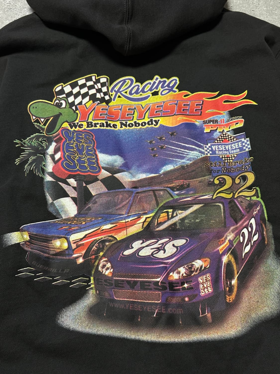 예스아이씨 레이싱 빅로고 블랙 후드티 상품이미지3