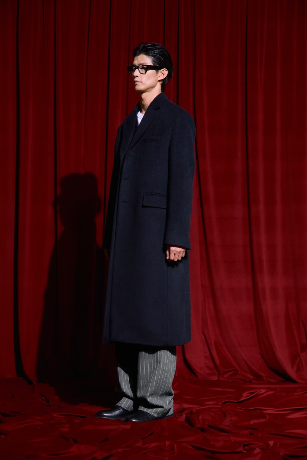 [M] STU 백 버튼 알파카 싱글 코트 네이비 상품이미지2