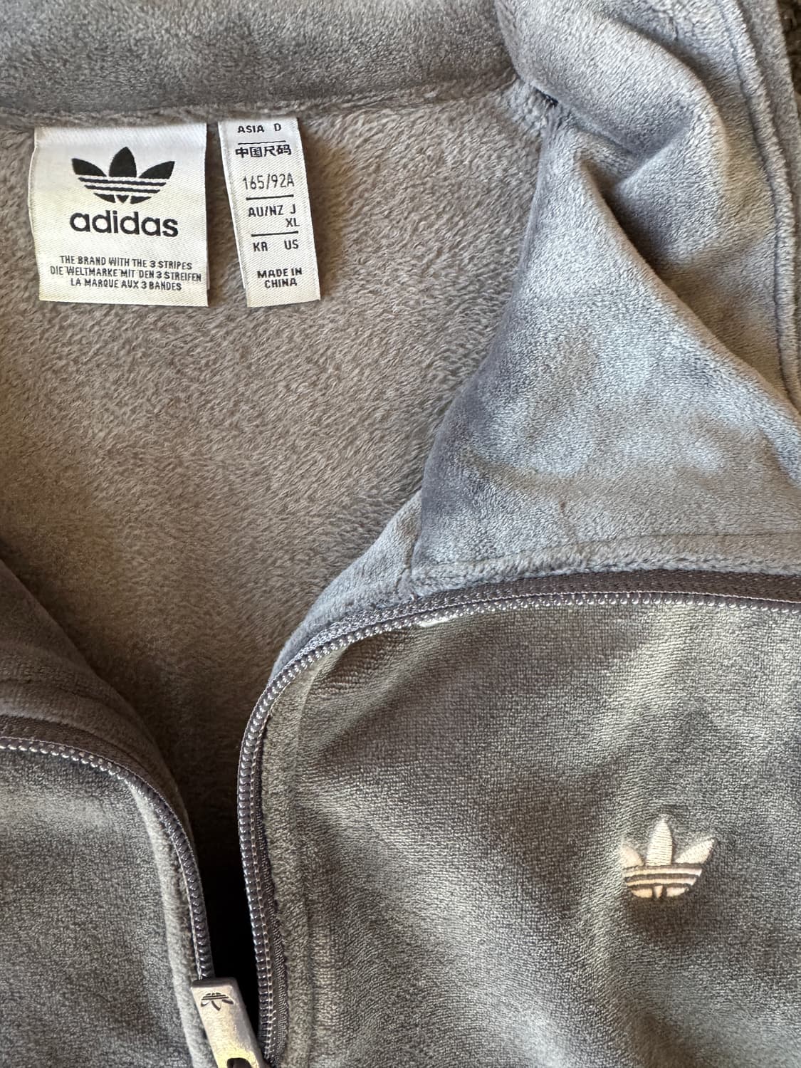 아디다스 기모 벨벳 트랙탑 그레이 XL 상품이미지2