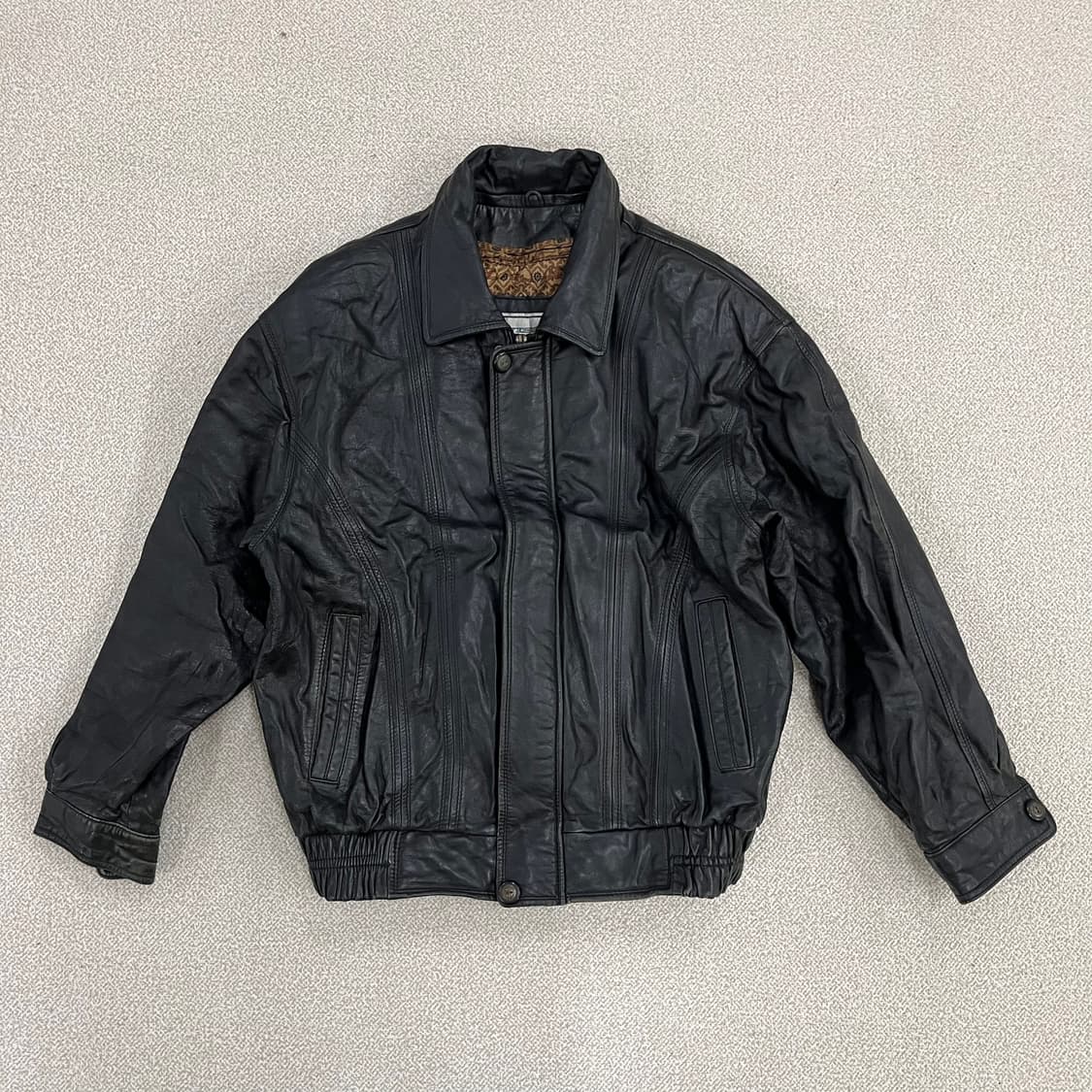 [95] WISSEN 빈티지 블랙 레더 봄버 라이더 자켓 0106M1 상품이미지1