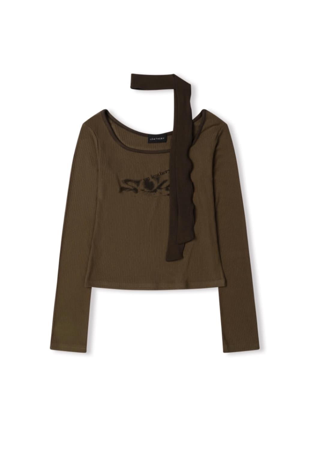 레더리 스퀘어넥 타이 스카프 티셔츠 [KHAKI] 상품이미지2