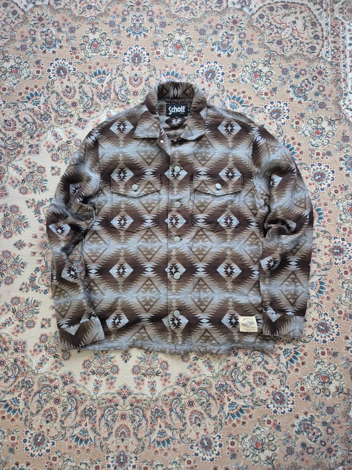 일본 제조 쇼트 나바호 패턴 셔츠 상품이미지1