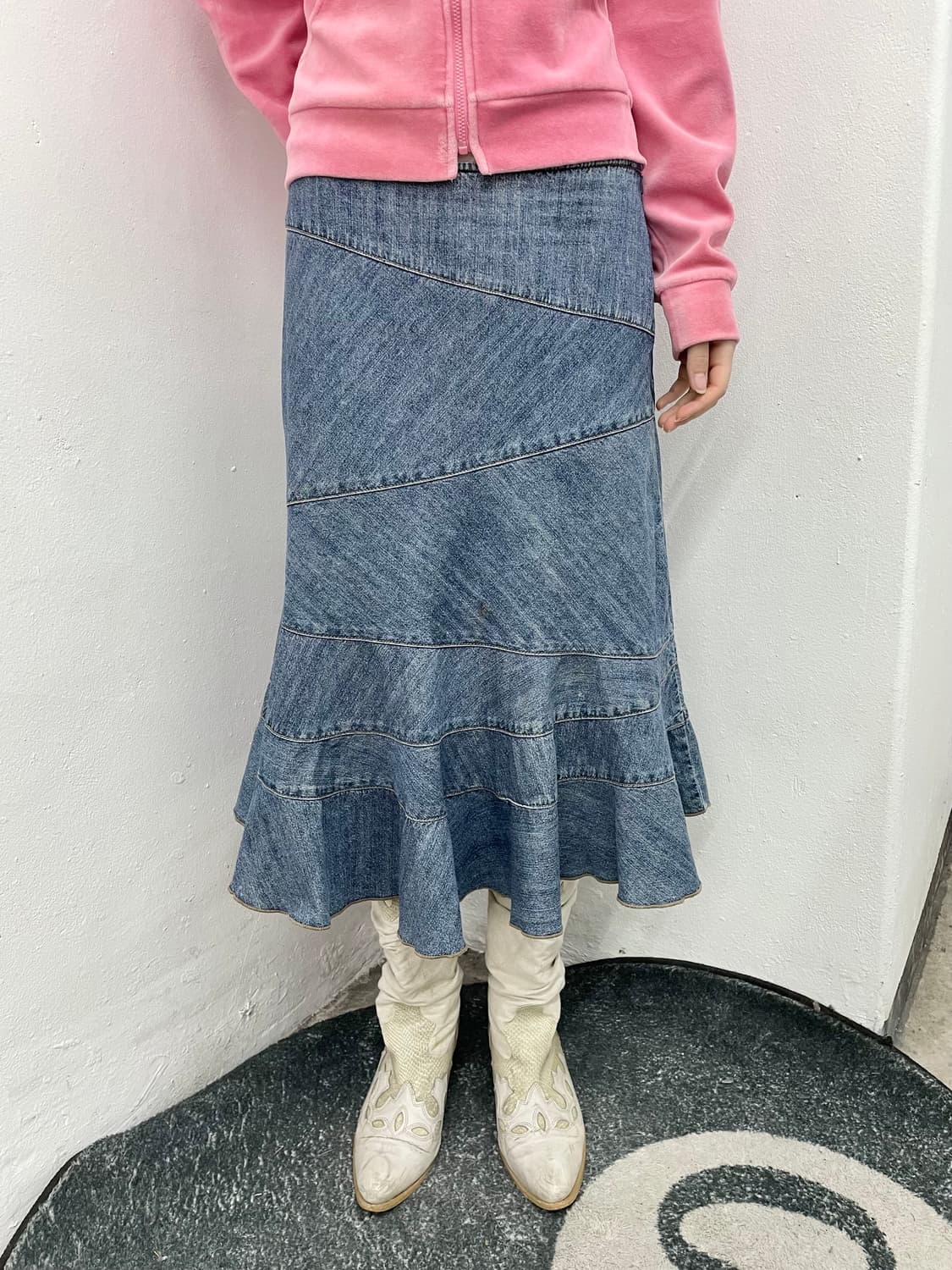 DKNY 데님 절개 스커트 상품이미지1