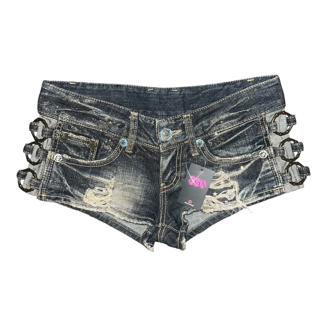 d.i.a 다이아 링 금색글리터 데미지 데님 숏팬츠 갸루y2k펑크 상품이미지1