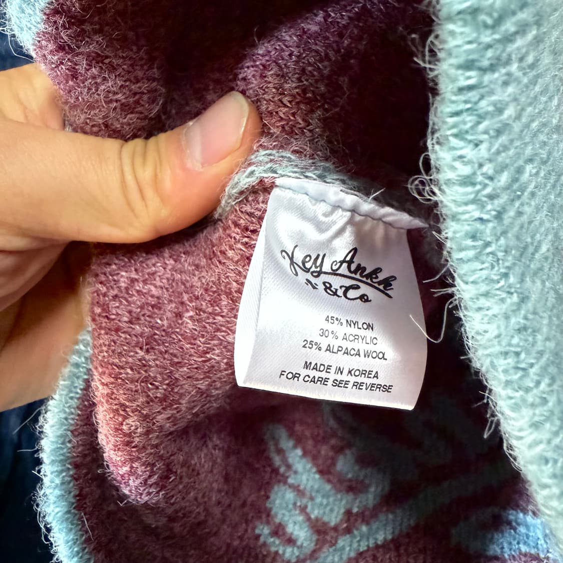 키앙크 알파카 울 블랜드 비니 [아쿠아블루/베이지] 상품이미지4