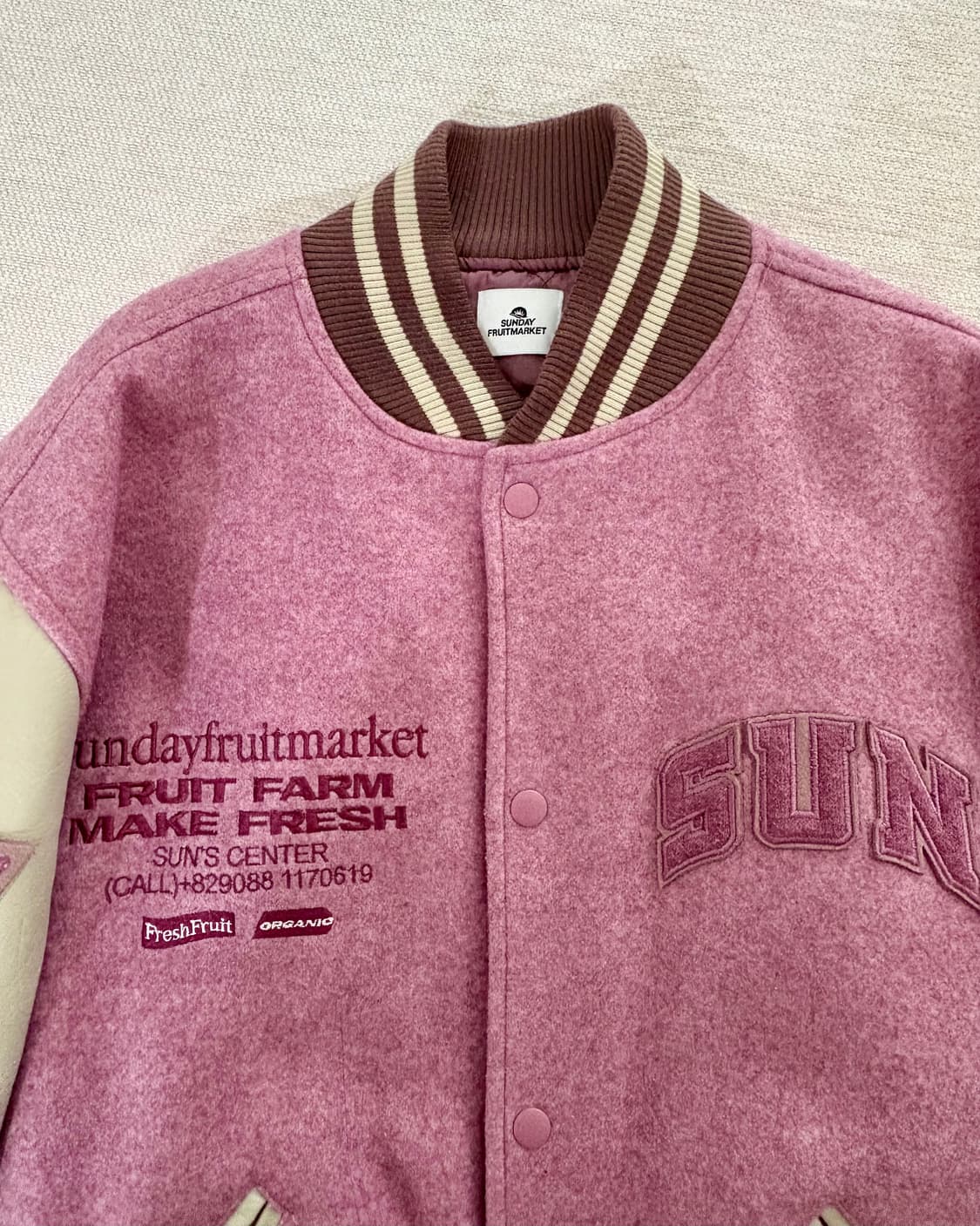 선데이후르츠마켓 바시티자켓 L 핑크 상품이미지2