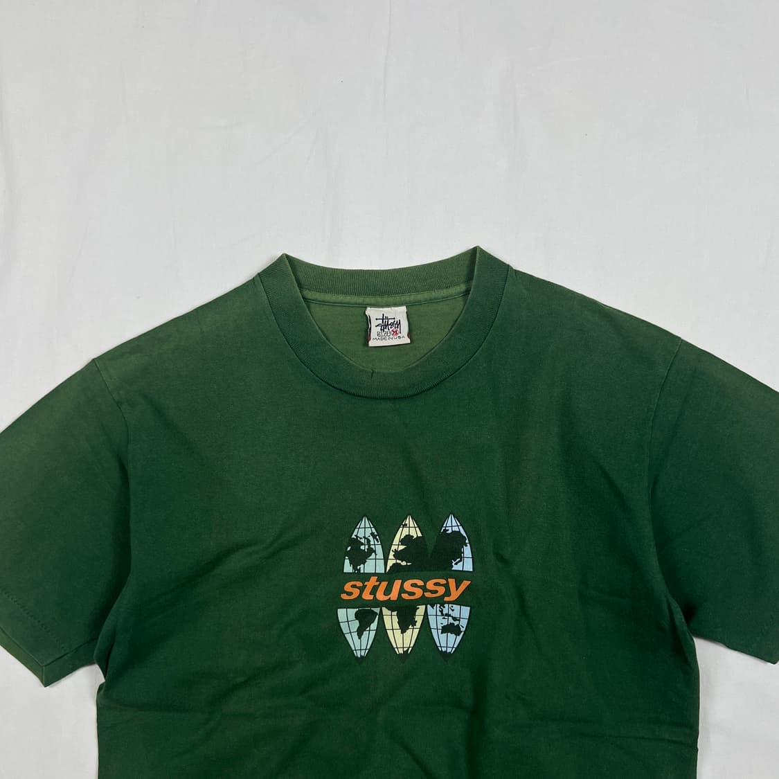 90‘s 스투시 spanning the globe 프린트 반팔티 상품이미지2