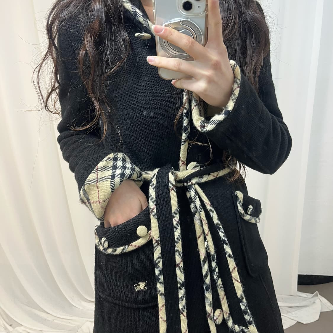 Burberry Nova Check Knit Hooded Coat 상품이미지3