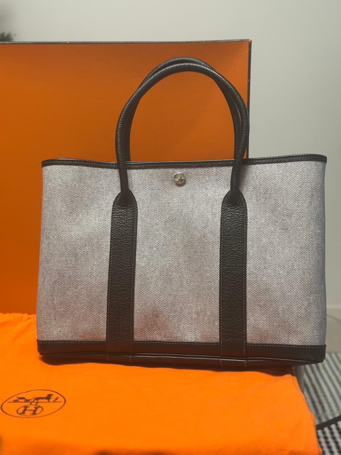 에르메스 가든 파티 바이킹 캔버스 네곤다 & 팔라듐 하드웨어 36 에크 상품이미지2