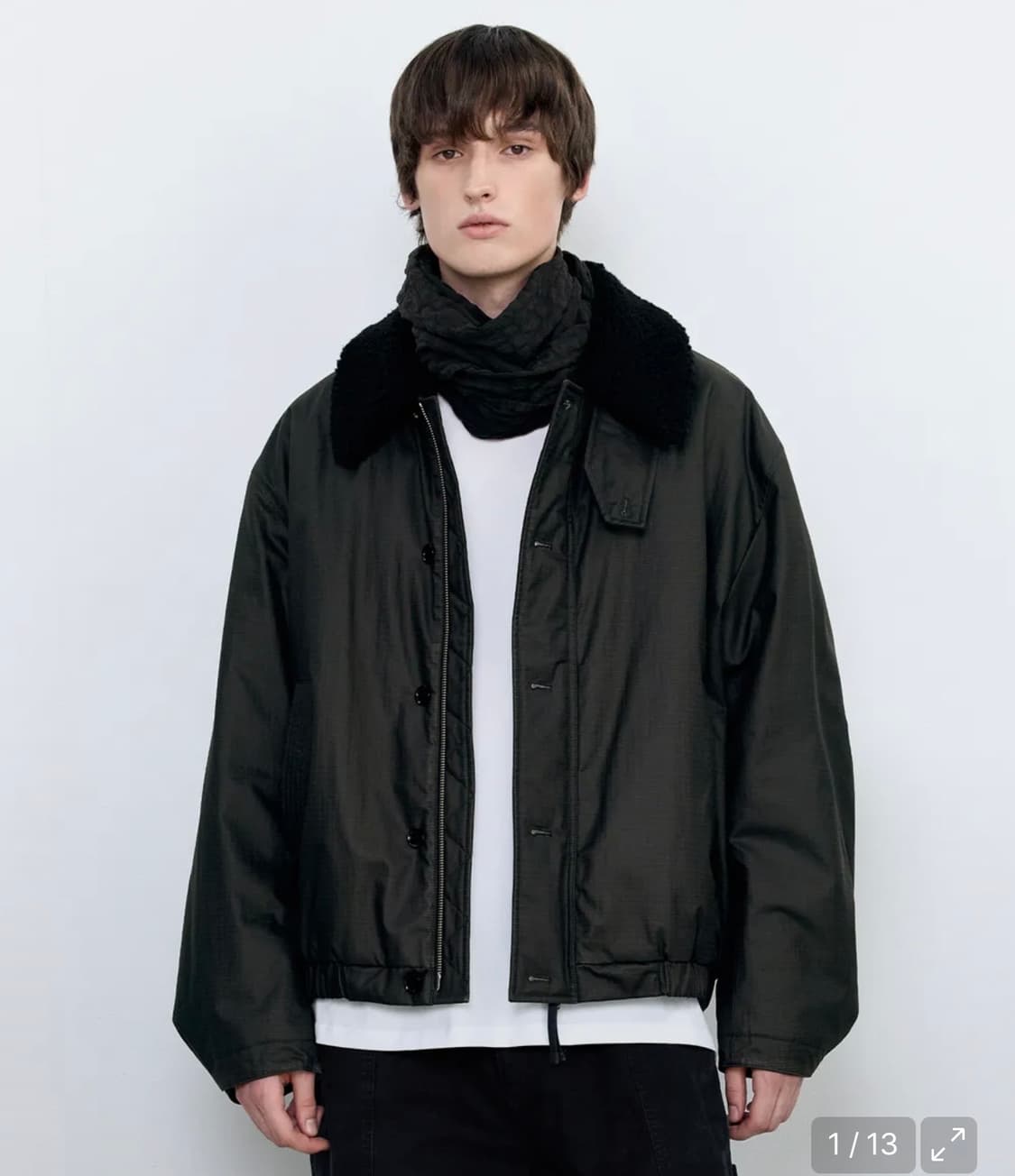 인사일런스 왁스드 시어링 칼라 자켓 상품이미지5