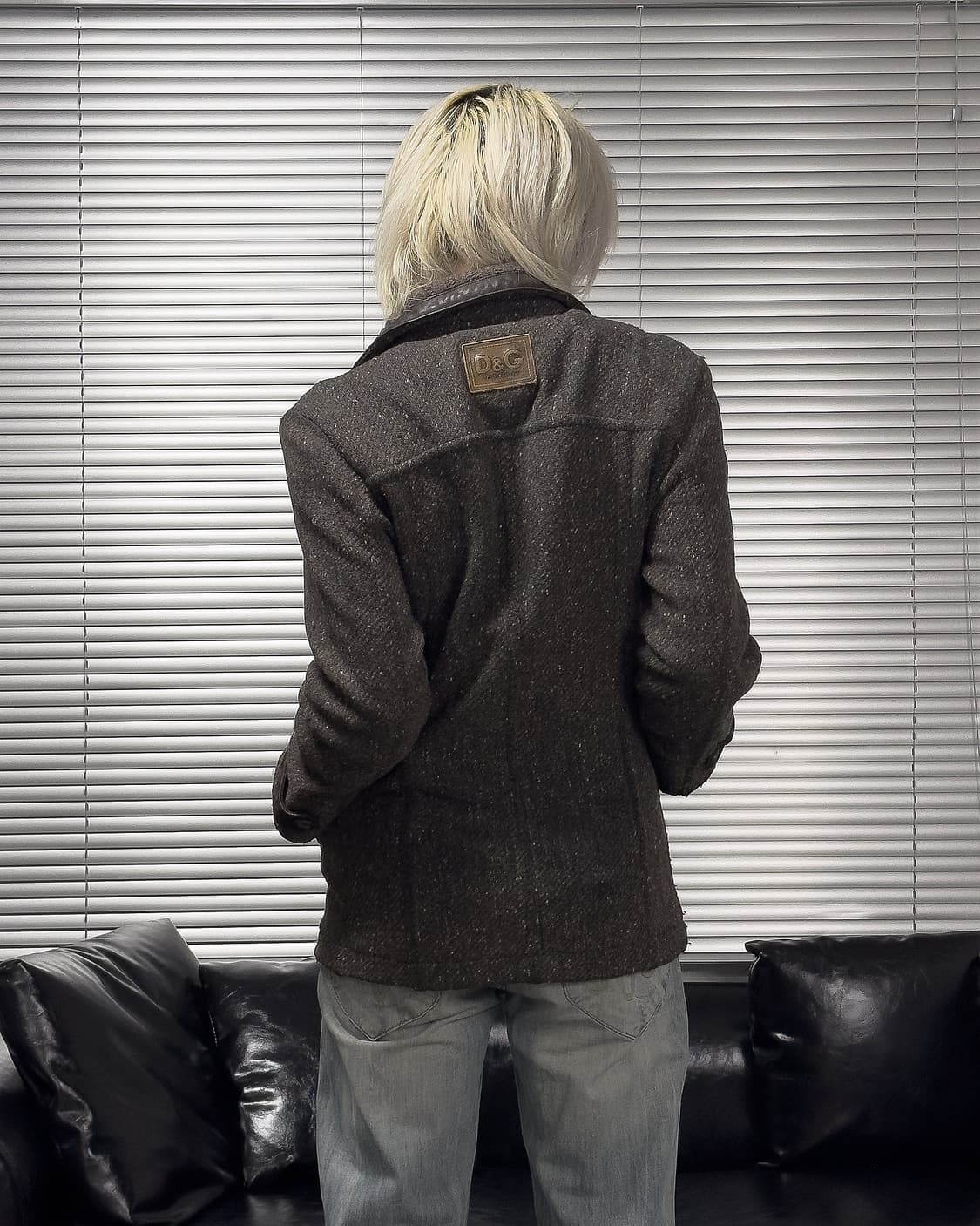 {D&G} Knit Collar Leather Wool Jacket 상품이미지2