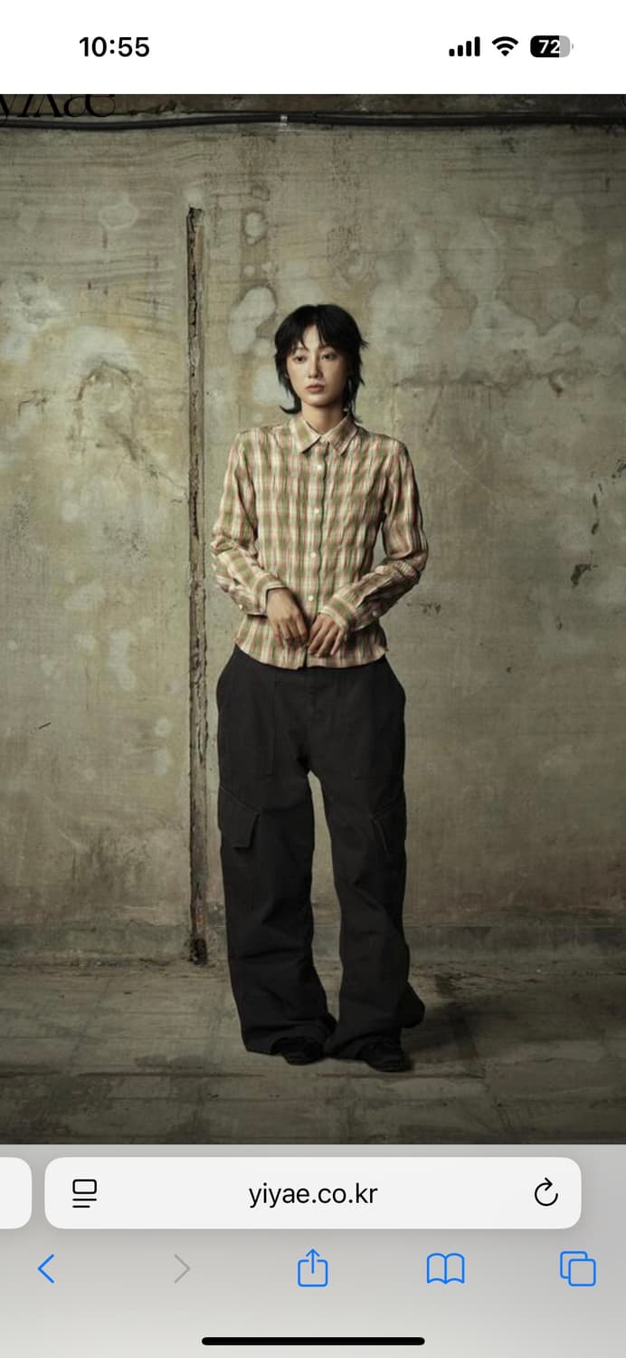 Yiyae Slim Crinkled Check Shirts _ Green 상품이미지2