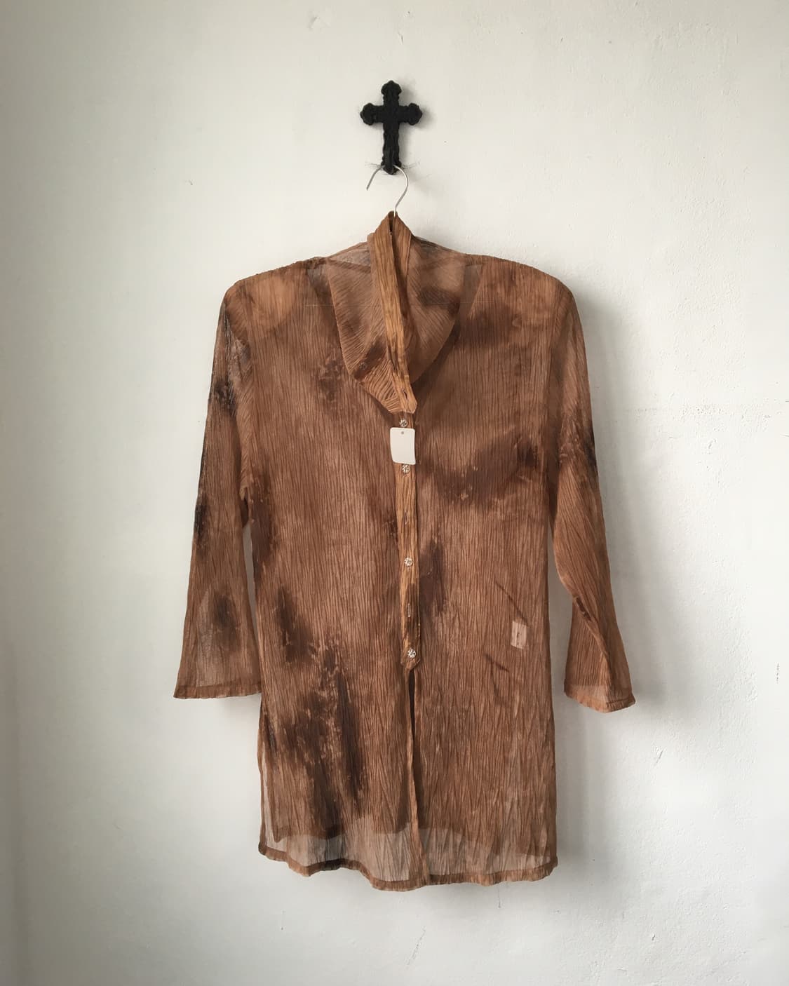 Dyed pleats high neck blouse 상품이미지2