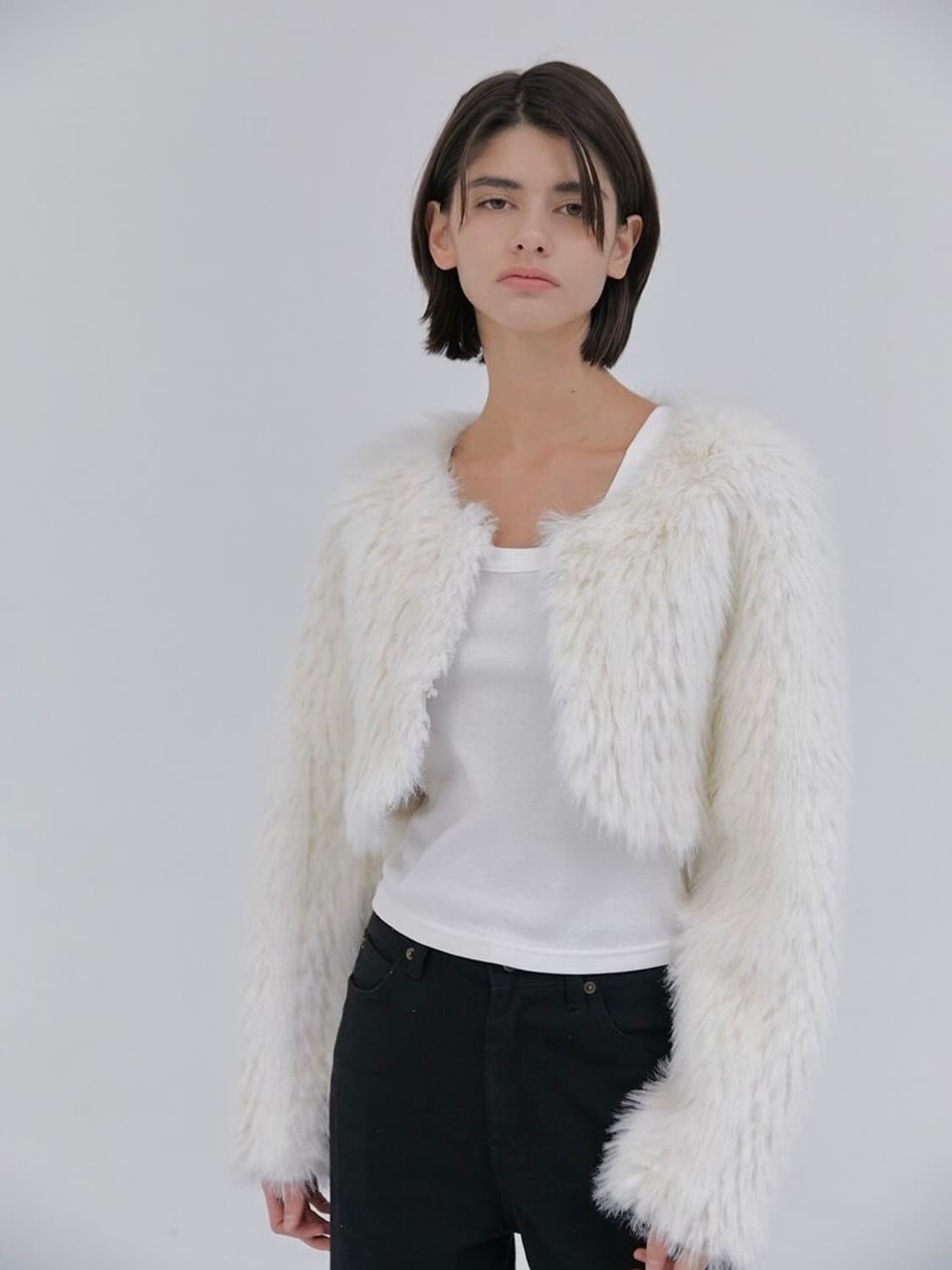 헤더먼트 크롭 퍼 무스탕 자켓 상품이미지1