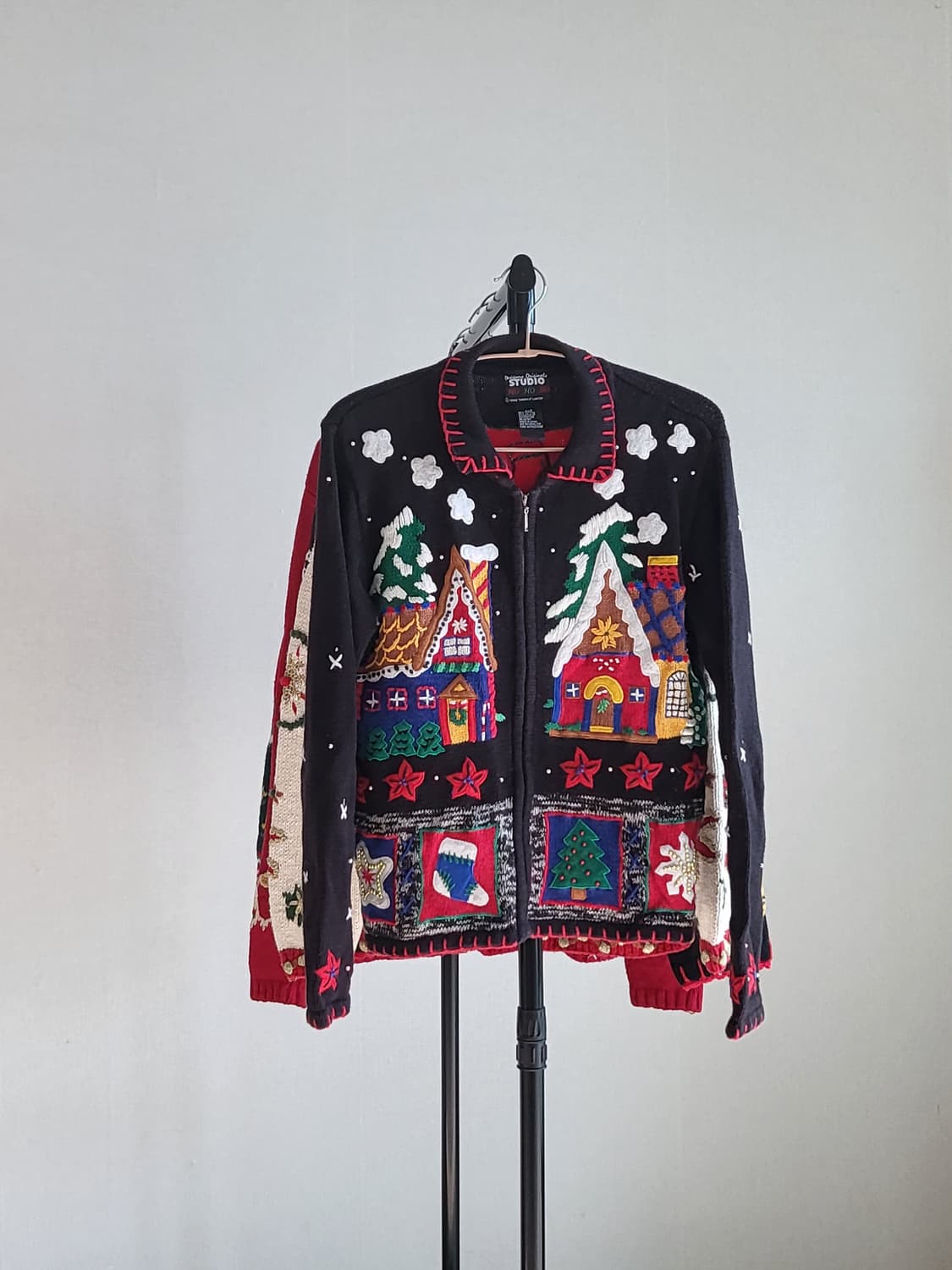 🎄크리스마스 마을을 담은 블랙 집업 가디건🎄 상품이미지6